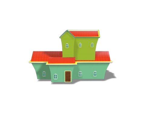 A Cartoon House based in Low Poly style