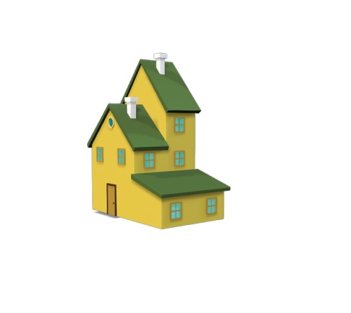 Cartoon House for  Low Poly