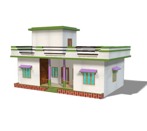 House 3D Model based in Low Poly style