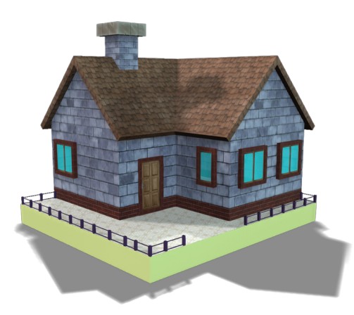 Low Polygon Cottage House 3D Model